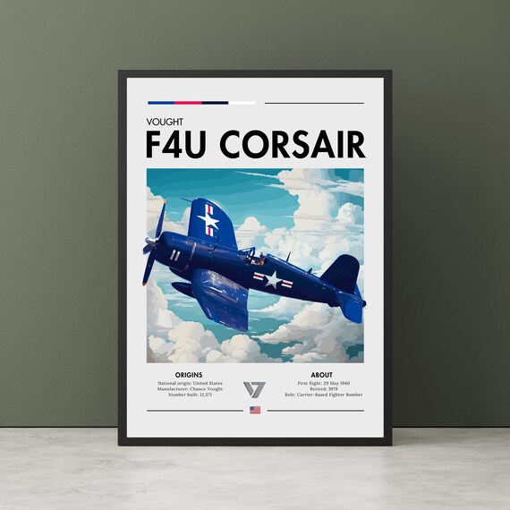 Vought F4U Corsair Carrier-Based Fighter Bomber Aviation Poster