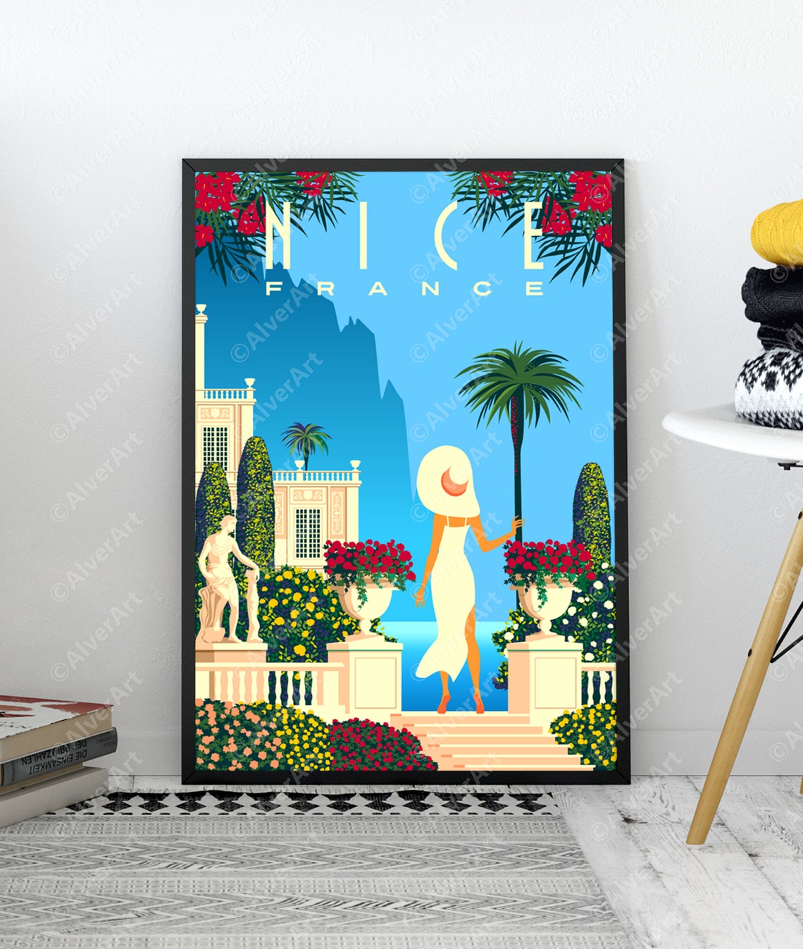Nice France Elegant Terrace Villa Flowers Riviera Coast Poster - Image 3