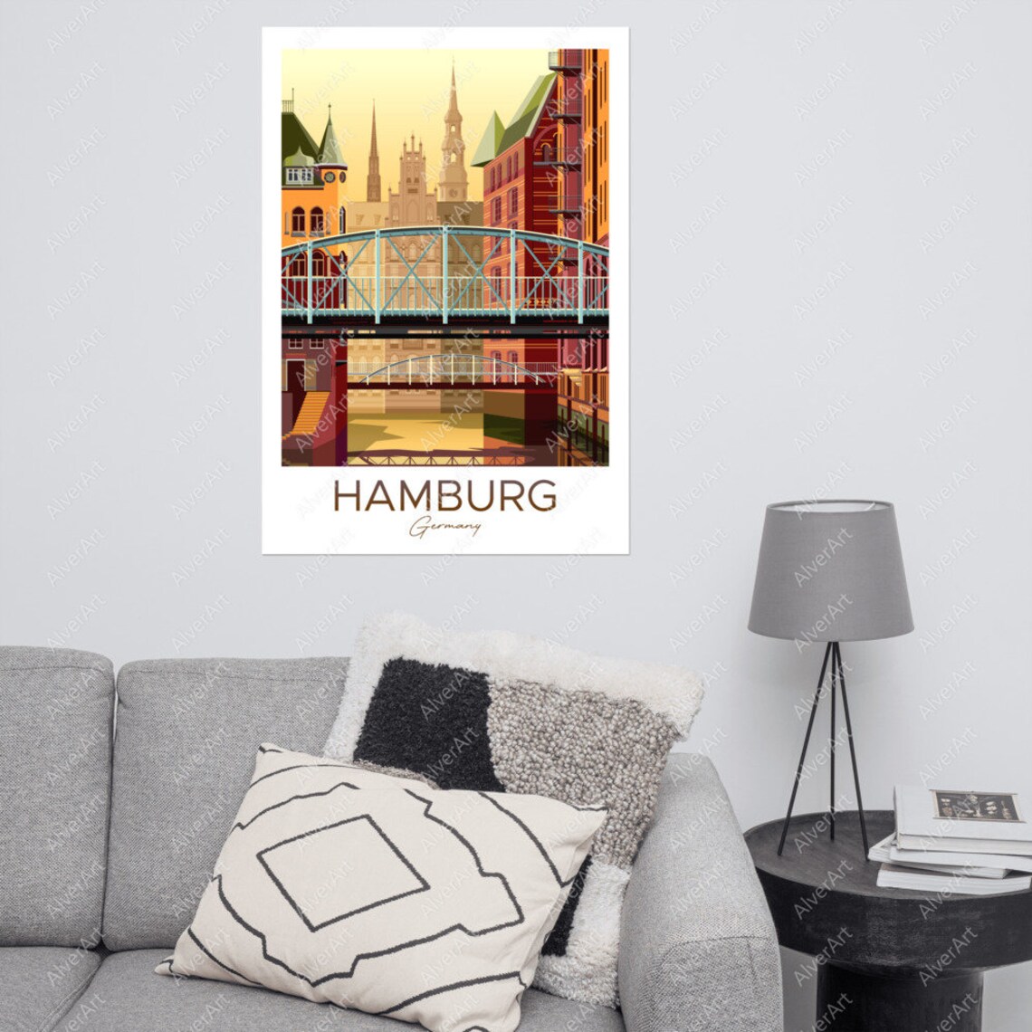 Hamburg Germany Speicherstadt Warehouses Bridges Canal Poster - Image 3