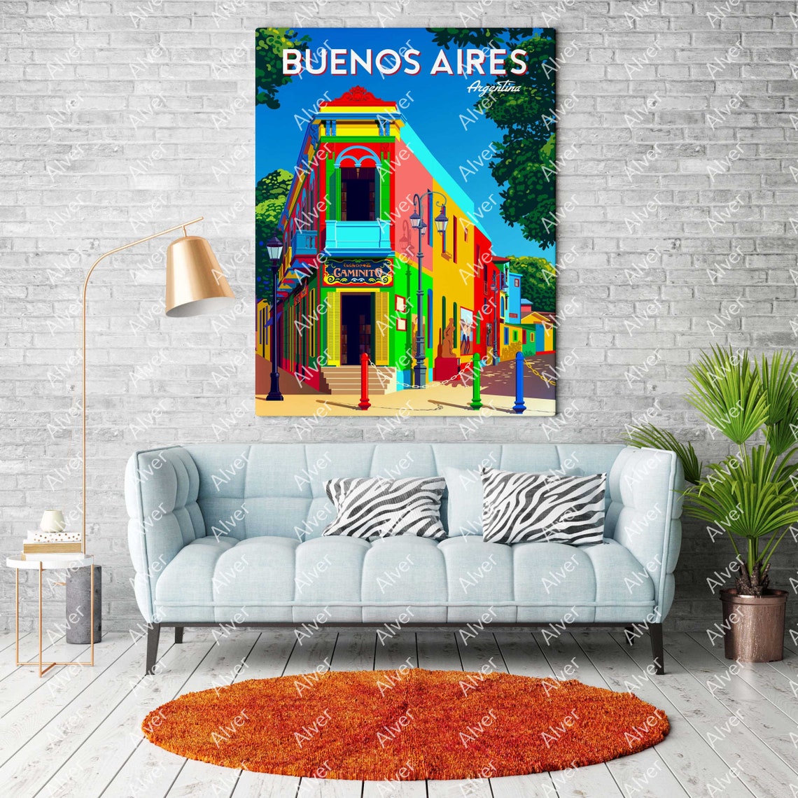Buenos Aires Argentina Caminito Colorful Street Retro Travel Poster - Image 2