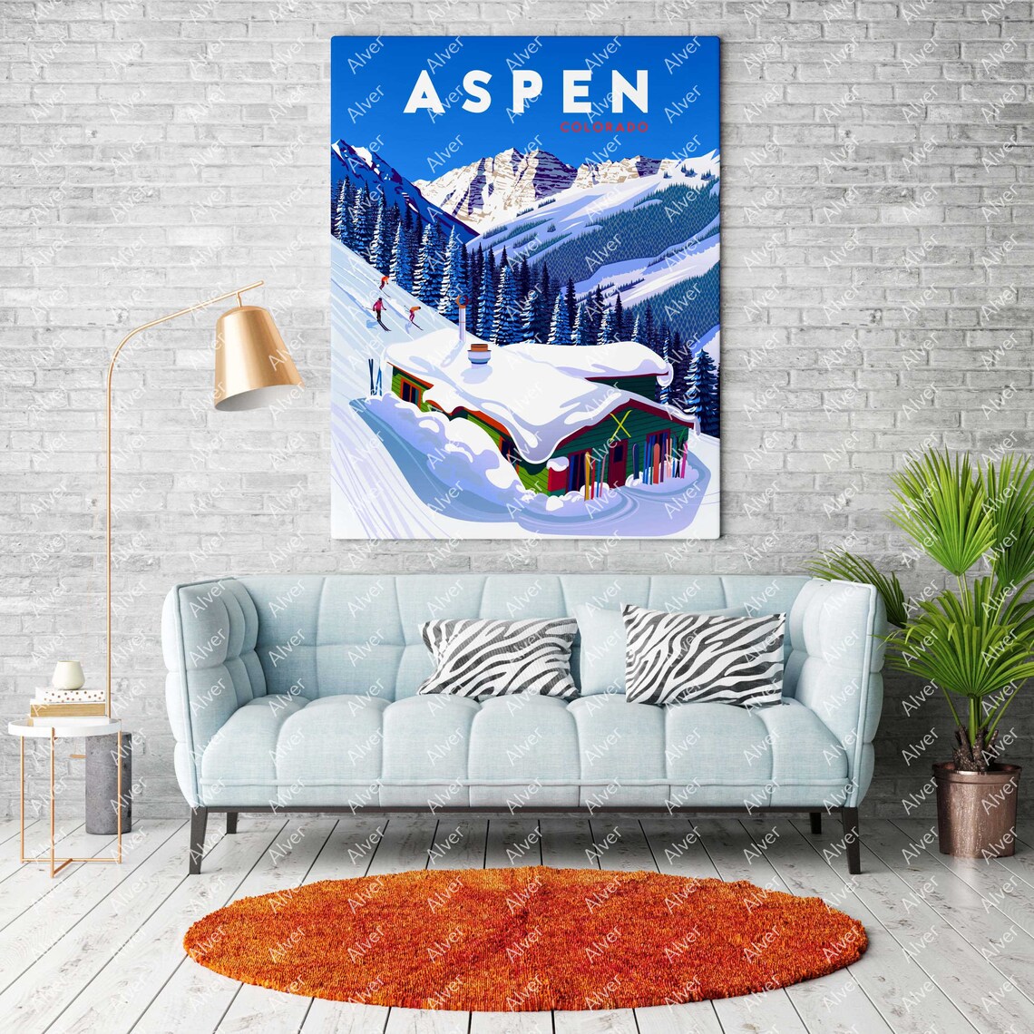 Aspen Poster Colorado Poster Colorado Wall Art Ski Mountain Print Unframed - Image 2