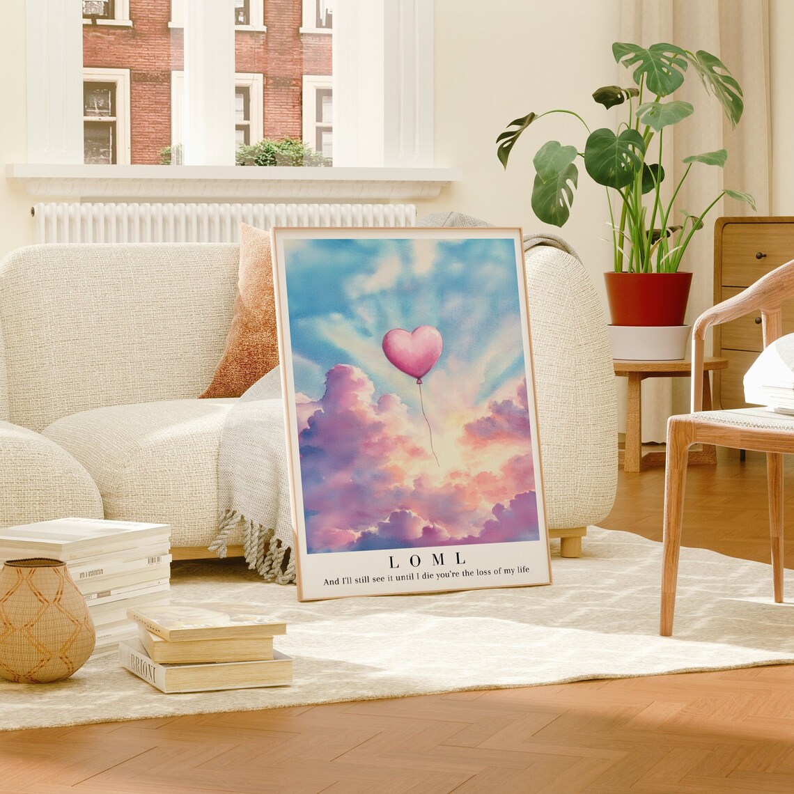 Loml Watercolor Illustration Print, Pink Balloon Art - Image 3