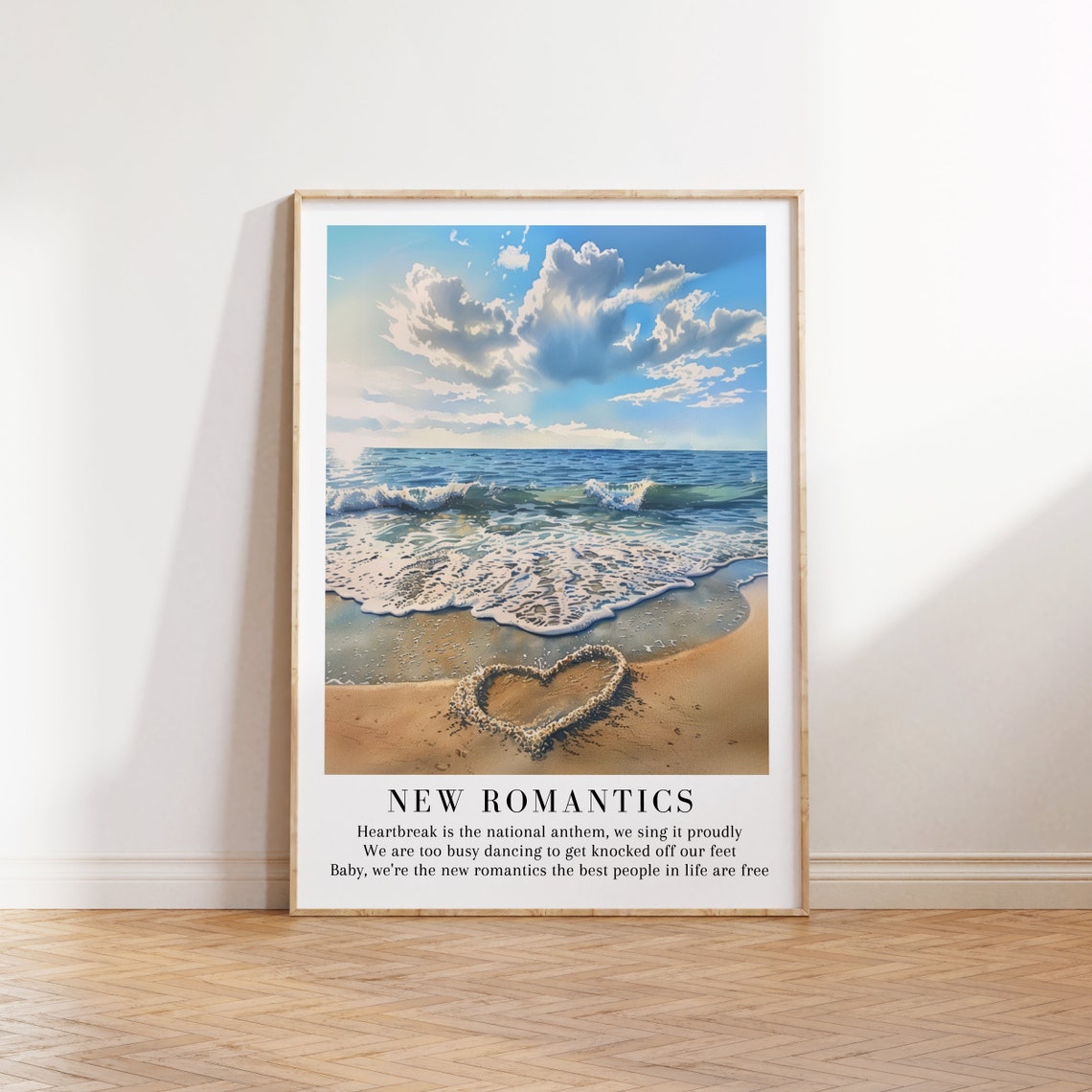 New Romantics Taylor Swift Beach Heart Watercolor Lyric Poster - Image 2