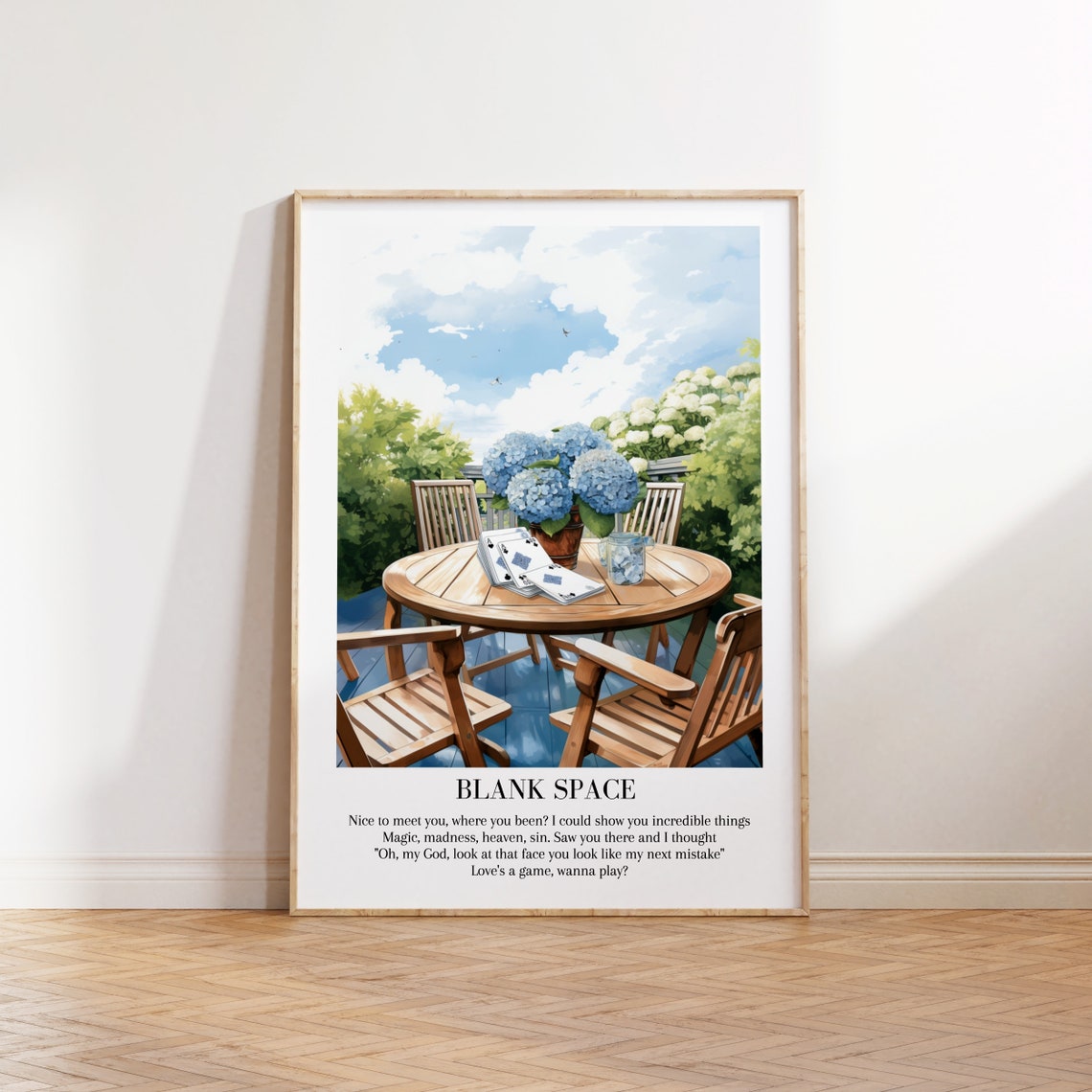 Taylor Swift Blank Space Patio Hydrangea Cards Watercolor Poster - Image 3