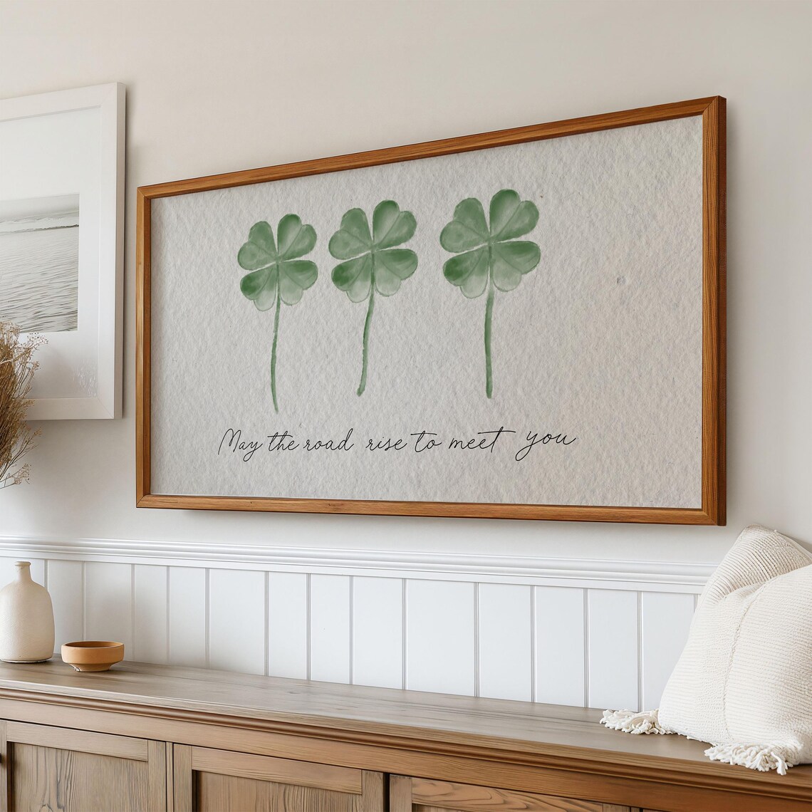 St Patricks Day Lucky Four Leaf Clover Watercolor Art Print - Image 2