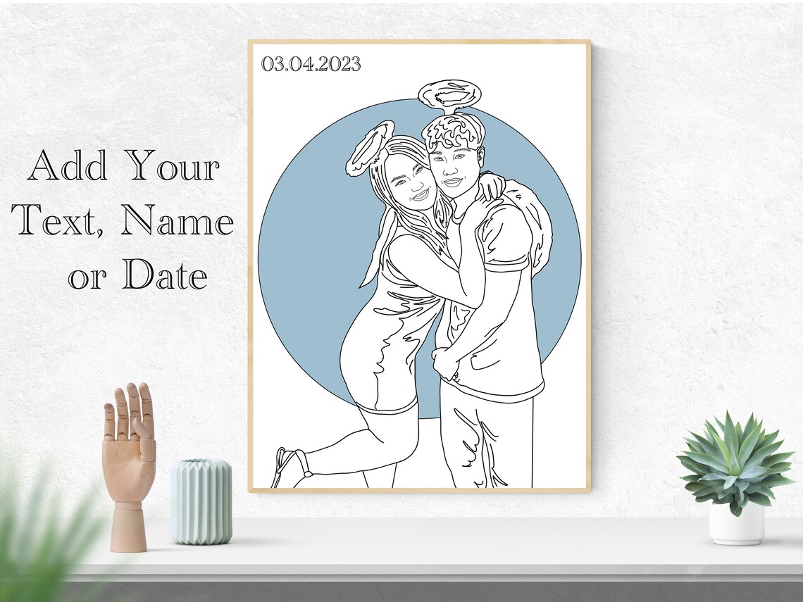 Personalized Family Portrait Line Art Print From Photo - Image 2