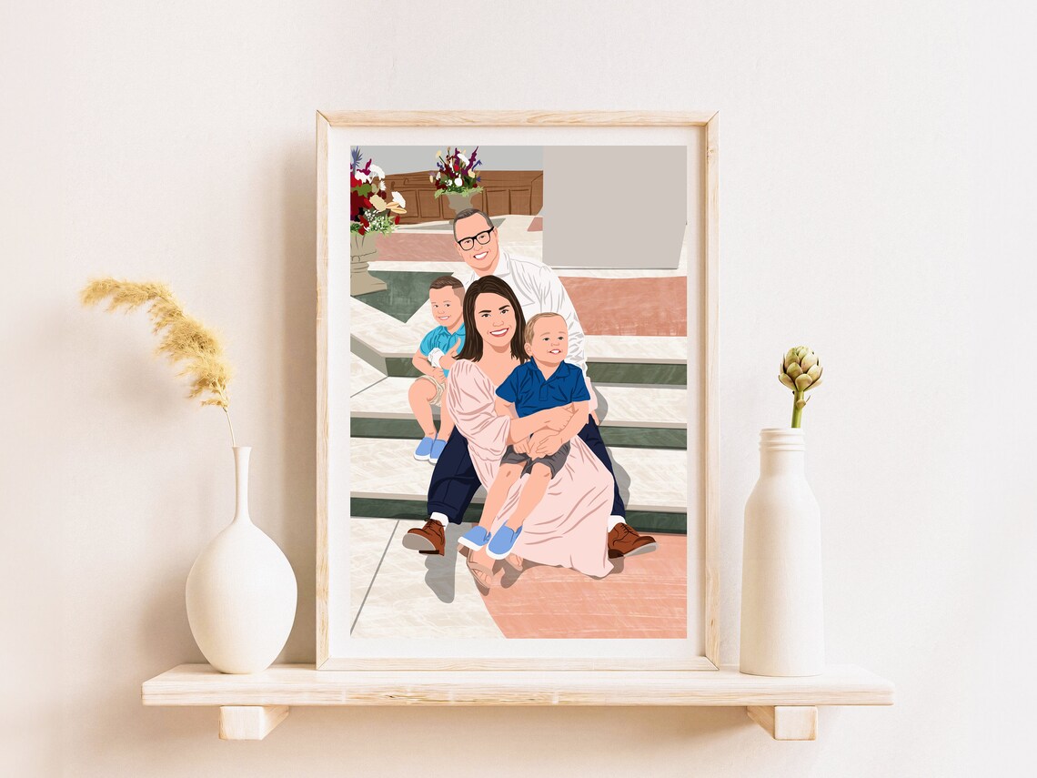 Custom Faceless Family Portrait, Father's Day Art Print - Image 3