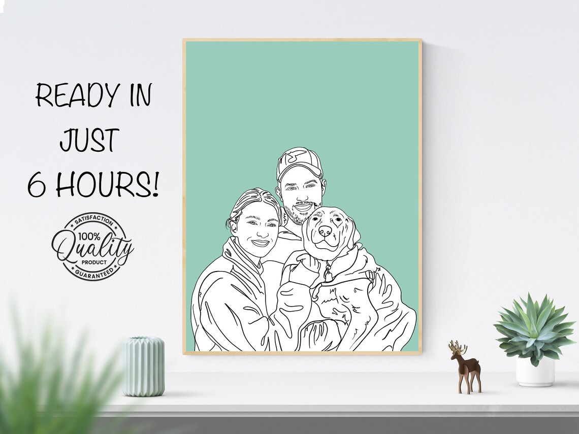 Personalized Line Art Couple Portrait Art Print