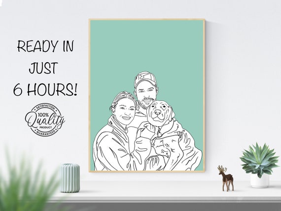 Personalized Line Art Couple Portrait Art Print