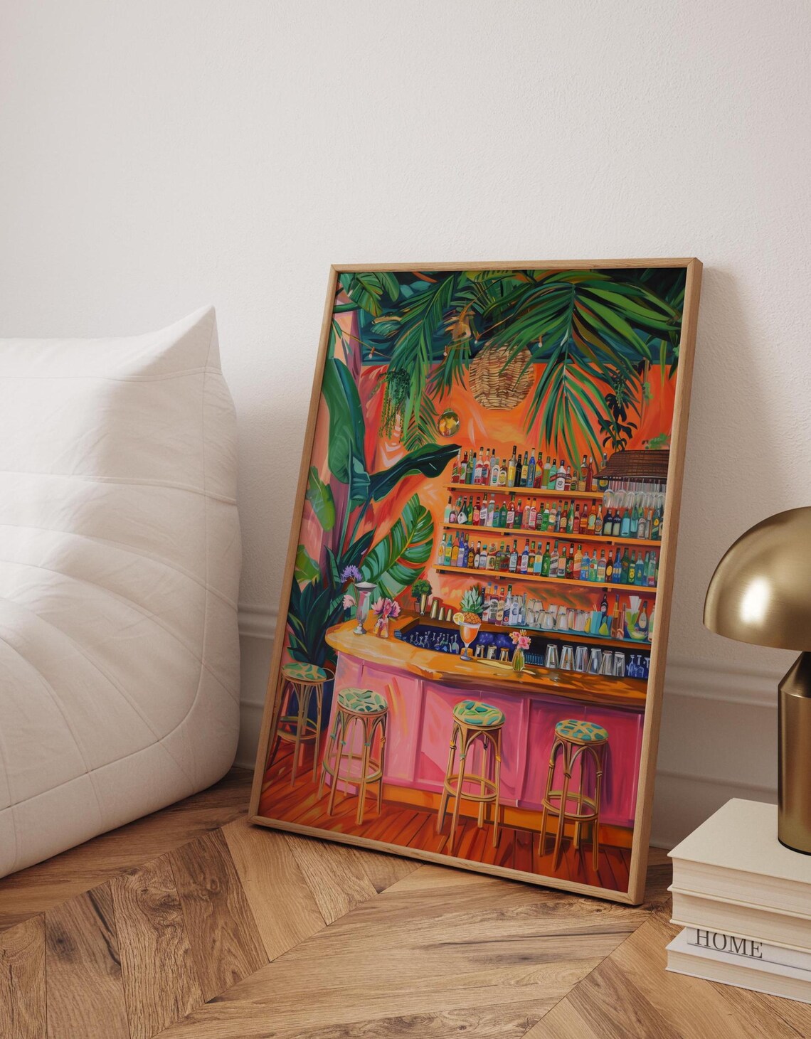 Tropical Tiki Bar Retro Cocktail Lounge Jungle Bar Shelf Decor Poster