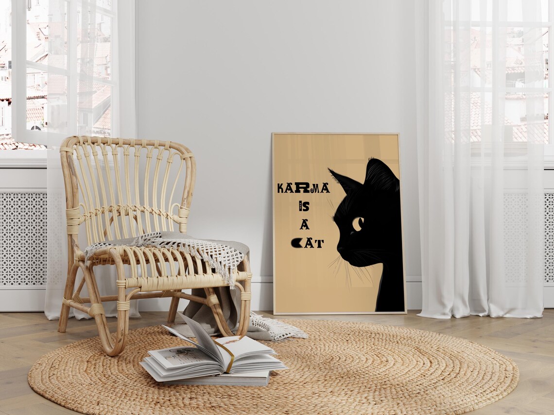 Karma Is A Cat, Preppy Cat Illustration - Image 5