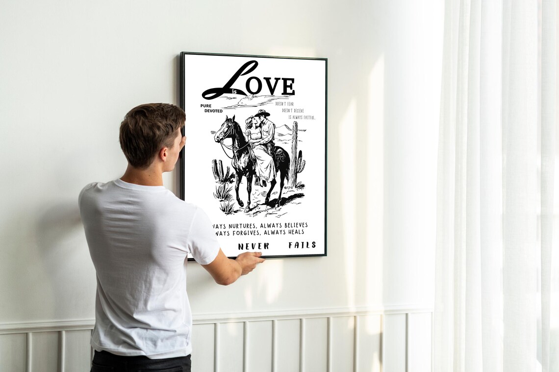 Love Is Scripture Cowboy Print, Motivational Quote Poster - Image 6