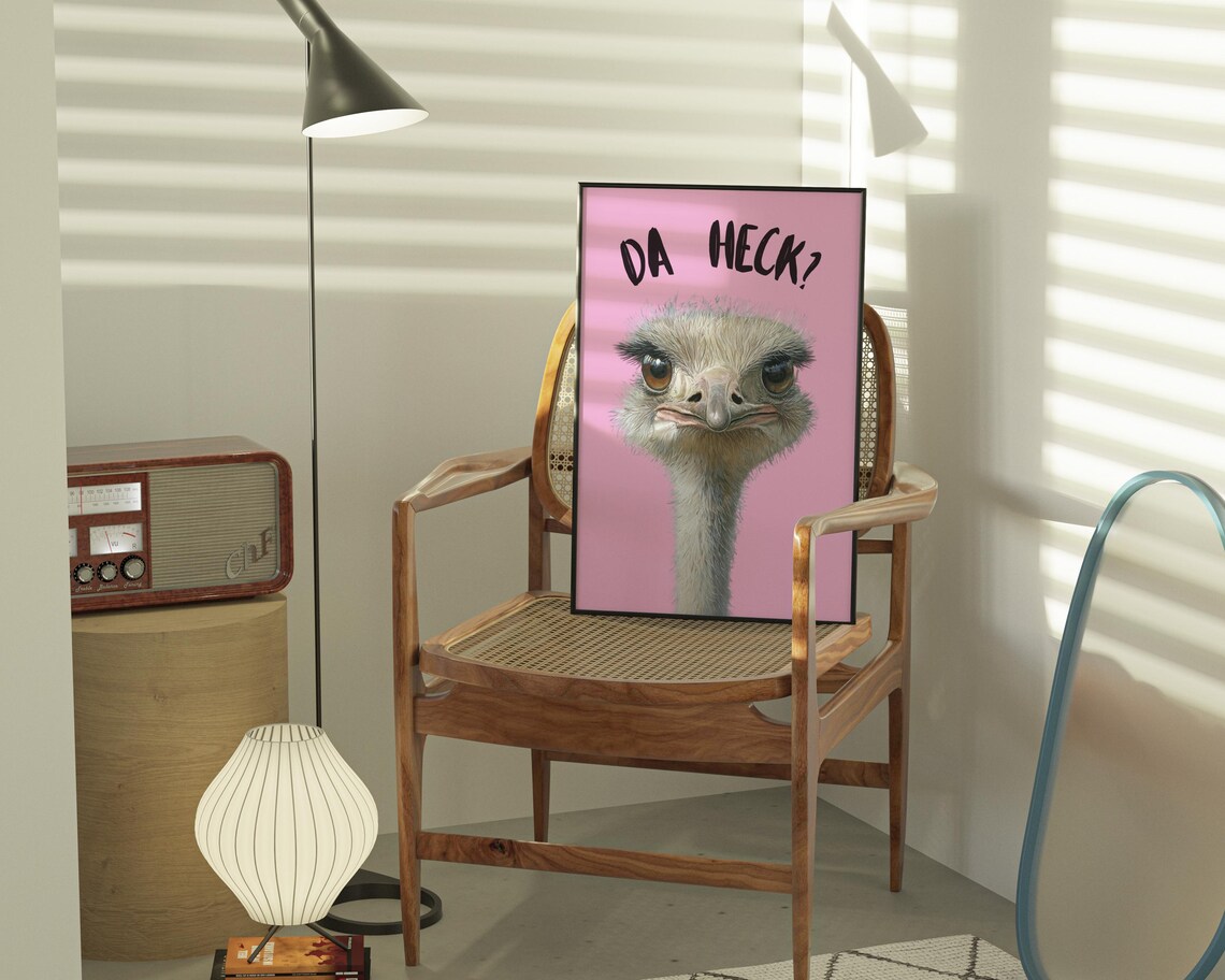 Da Heck Funny Ostrich, Dorm Room Decor Poster - Image 4