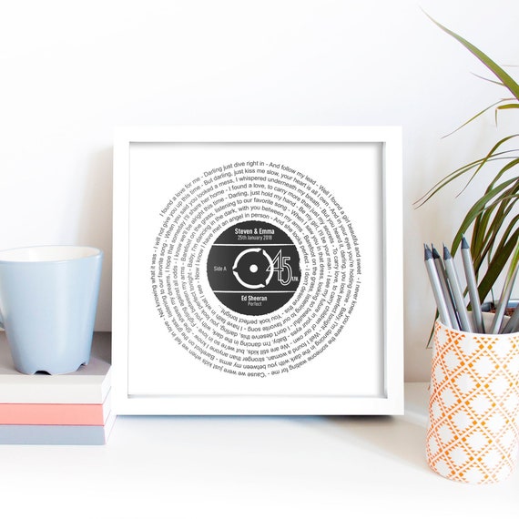 Record Music Gift Personalised Record Lyrics Print Any Song Any Artist Mothers Day Music Gift