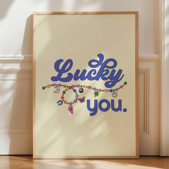 Lucky You Retro Lucky Charm Necklace Trendy Doodle Wall Print