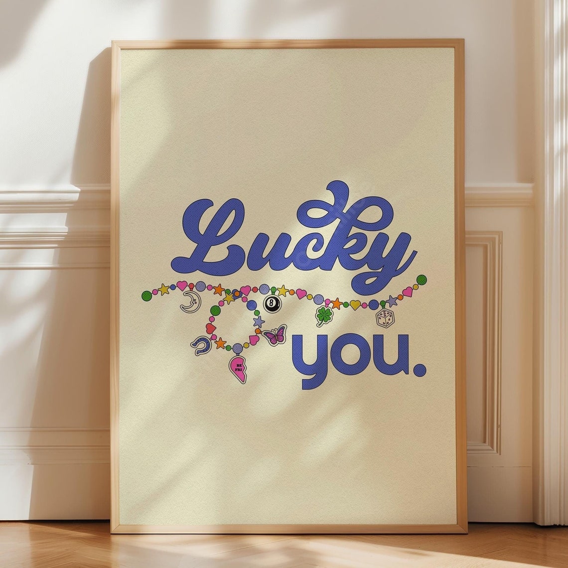 Lucky You Retro Lucky Charm Necklace Trendy Doodle Wall Print
