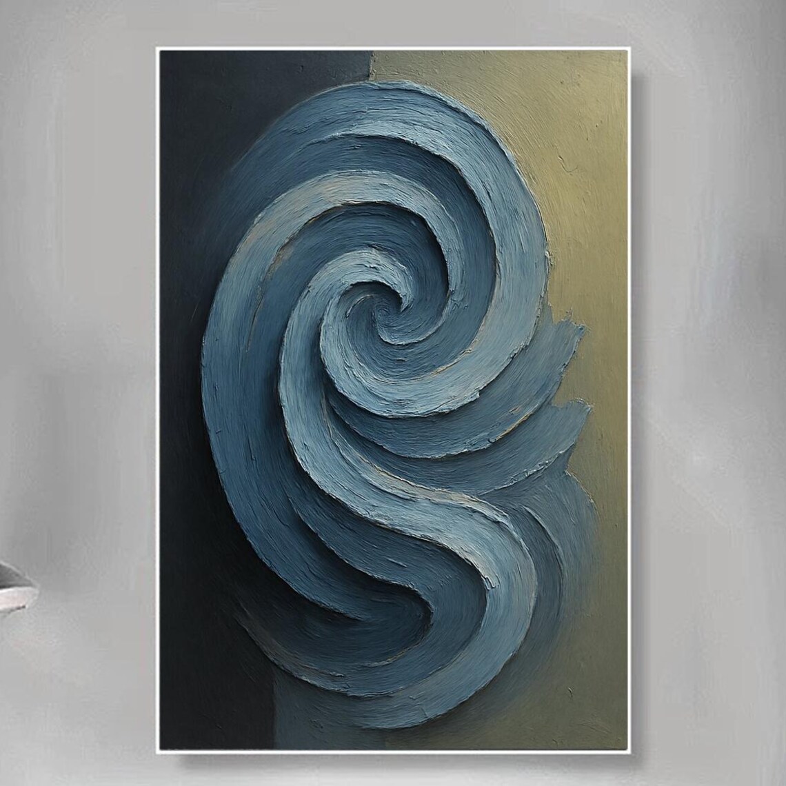 Blue Green Abstract Swirl Painting, Modern Decor