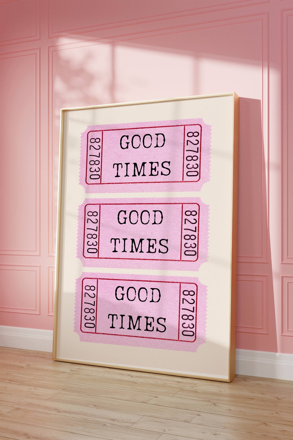 Pink Good Times Retro Movie Ticket Stub Nostalgic Wall Poster - Image 2