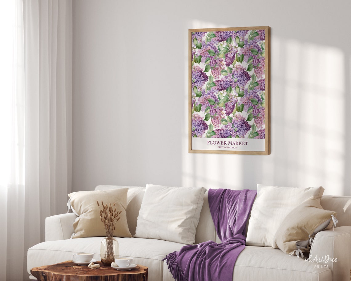 Purple Lilac Watercolor Flower Market Botanical Pattern Poster - Image 3