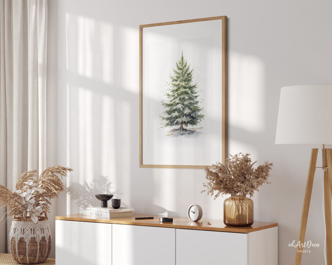 Minimalist Watercolor Christmas Tree Evergreen Holiday Winter Poster - Image 2