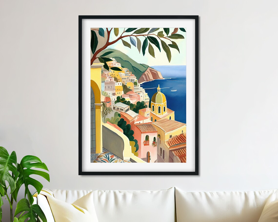 Positano Beach Print Italy Wall Art Henri Matisse Inspired Living Room Wall Art Bedroom Wall Art Amalfi Coast Painting Art - Image 2