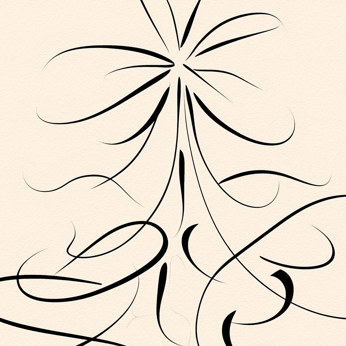 Calligraphic Line Art Christmas Tree Minimalist Ink Sketch Poster - Image 3