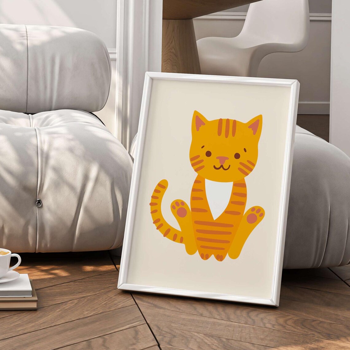Cute Orange Cat, Modern Minimalist Pet Poster