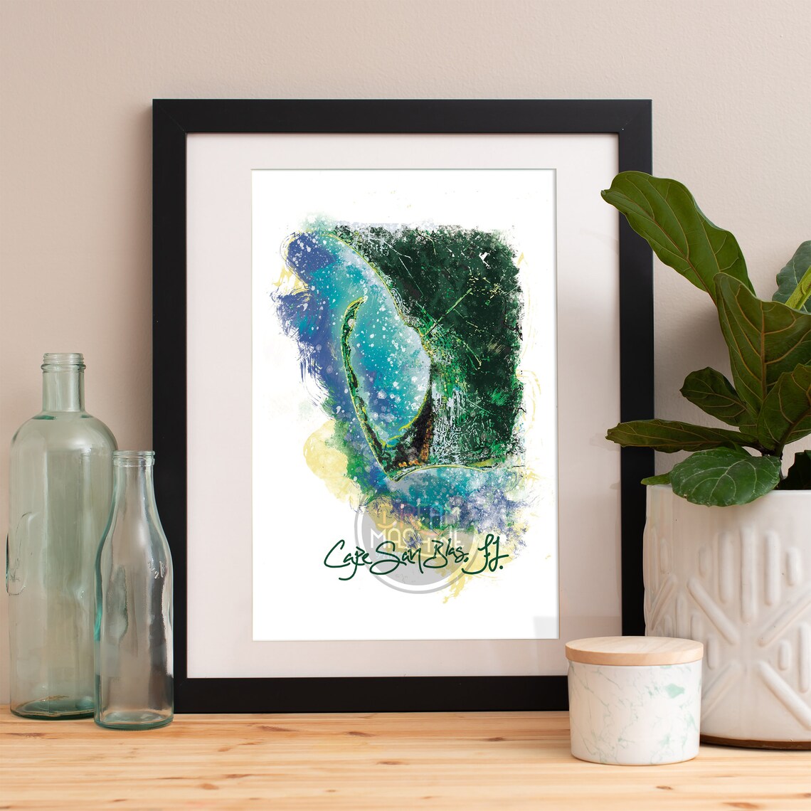 Cape San Blas Skyline, Watercolor Art Print