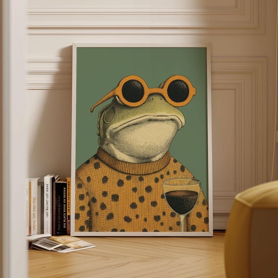 Sophisticated Frog Poster Whimsical Animal Print