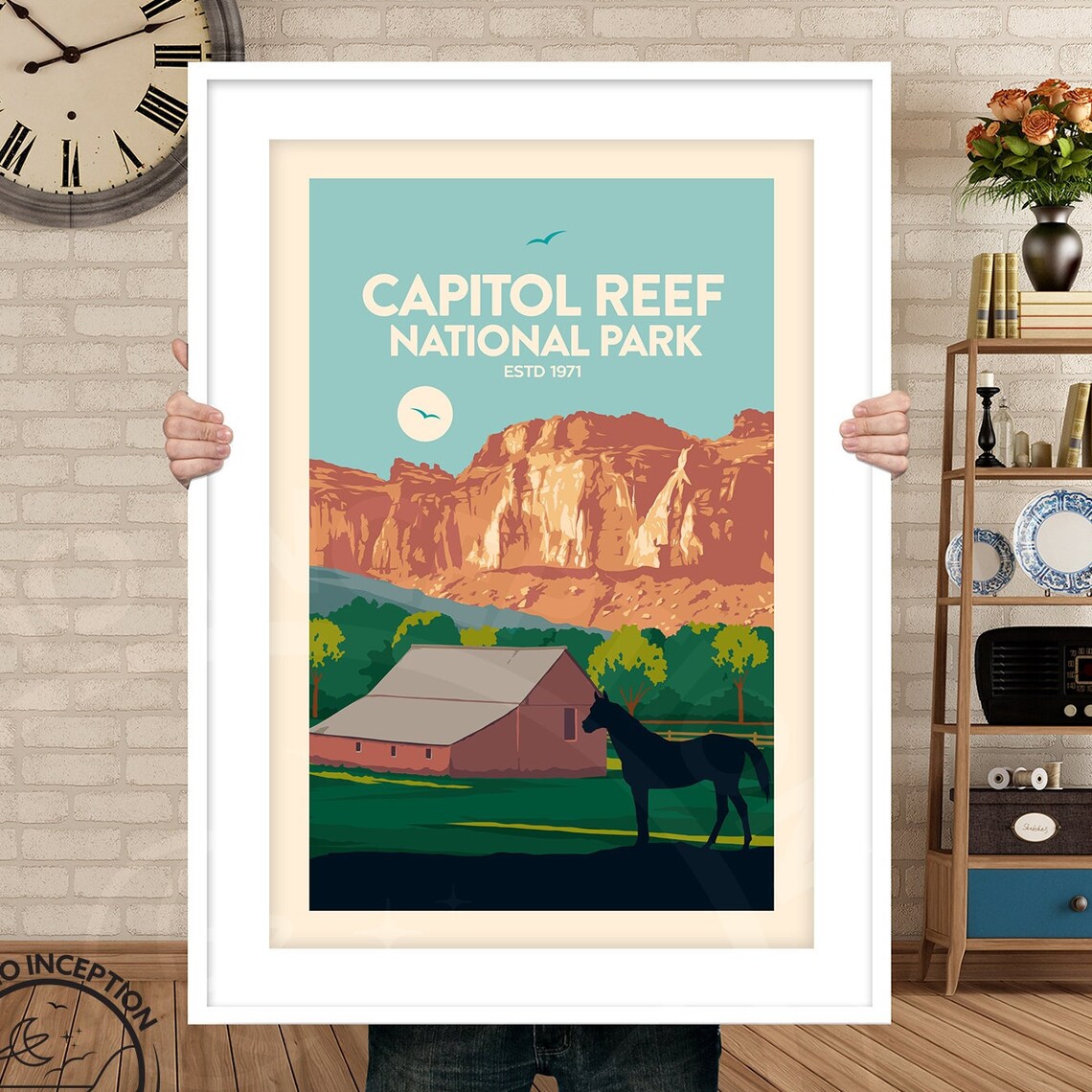 Fruita Barn, Capitol Reef Travel Poster Art Print