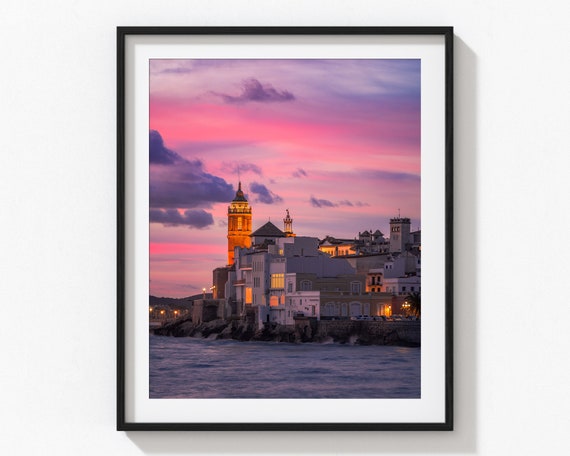 Sitges Photo Print Sunset Poster Wall Art From Sitges Catalonia Spain