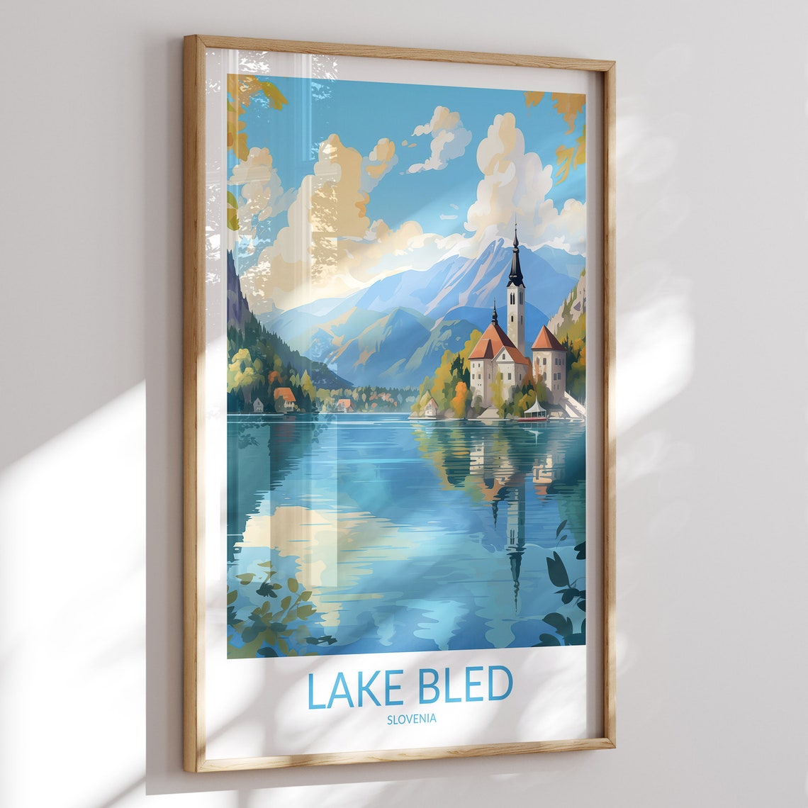 Lake Bled Slovenia Island Church Lake Reflection Travel Poster