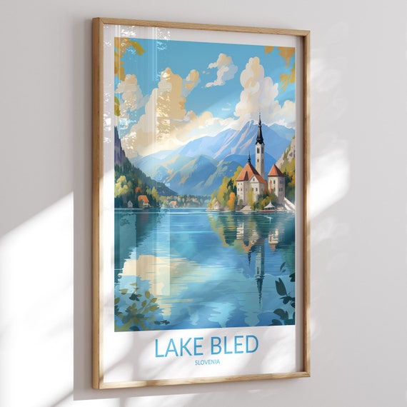 Lake Bled Print No 5 Lake Bled Poster Lake Bled Wall Art Lake Bled Art Print Lake Bled Artwork Lake Bled Travel Gift Slovenia Decor
