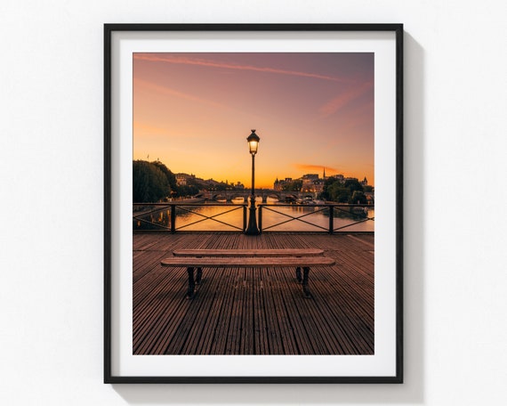 Pont Des Arts Photo Print Sunrise Day Poster Urban Wall Art From Paris Denmark