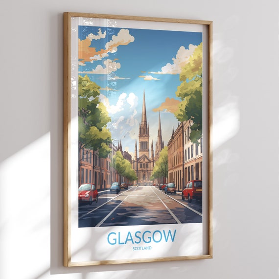 Glasgow Print Glasgow Poster Glasgow Wall Art Glasgow Art Print Glasgow Artwork Glasgow Travel Gift United Kingdom Print England