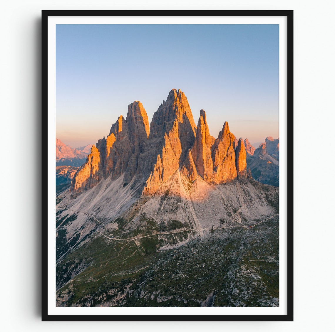 Tre Cime di Lavaredo Sunrise Dolomites Peaks Italy Alps Poster