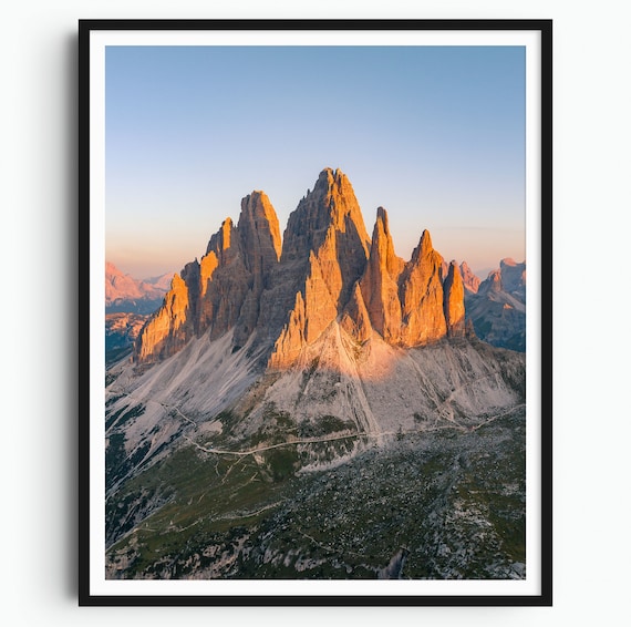 Mountain Wall Art Dolomites Italy Print Italian Alps Photo Tre Cime Di Lavaredo Photo Calming Wall Art Fine Art Photography Sunrise