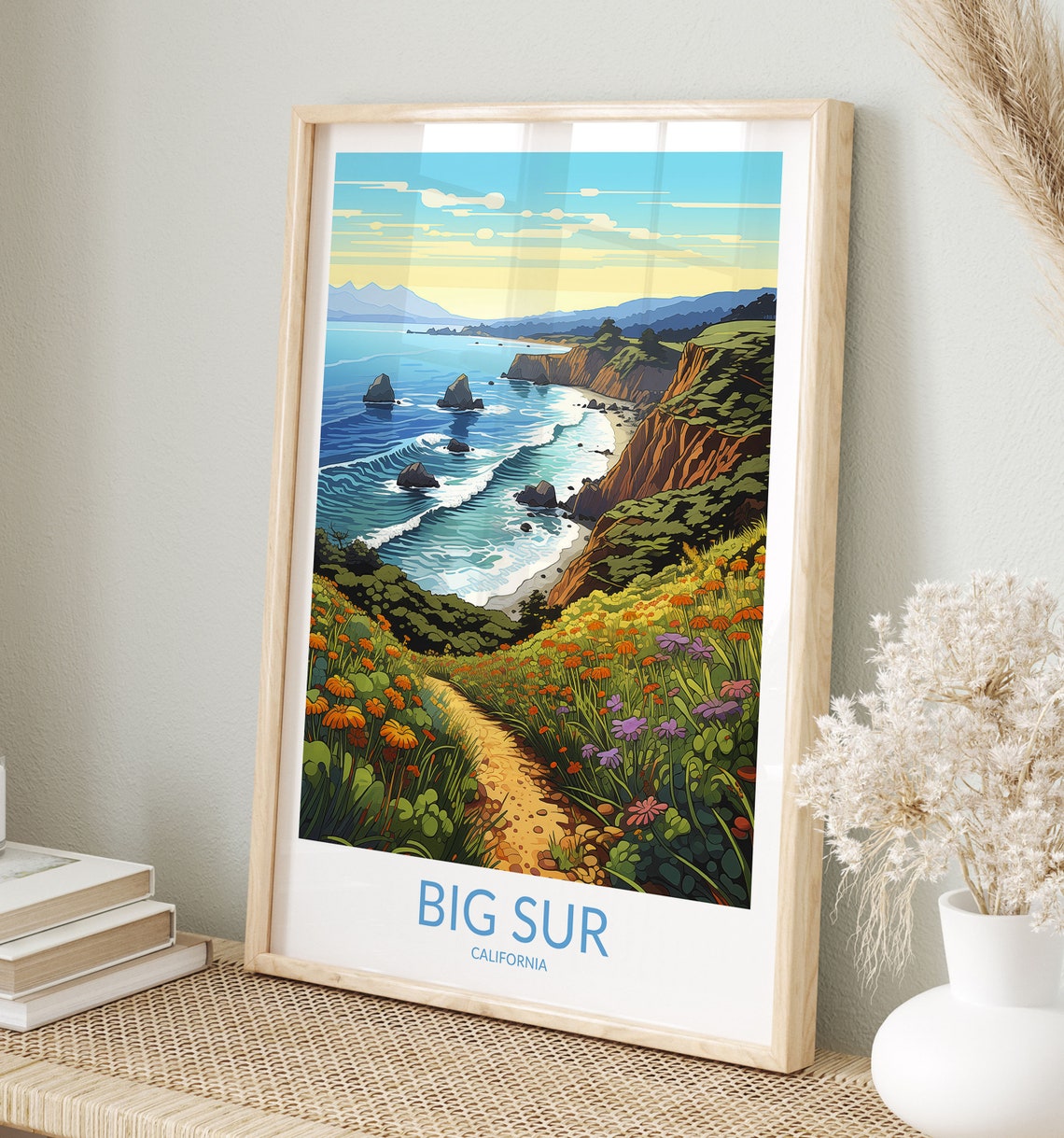 Big Sur California Wildflower Coastal Trail Ocean View Poster
