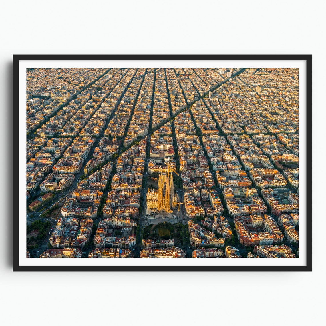 Barcelona City Print Barcelona Poster Barcelona Art Barcelona Wall Decor Catalonia Sagrada Familia Spain Aerial Original Photography