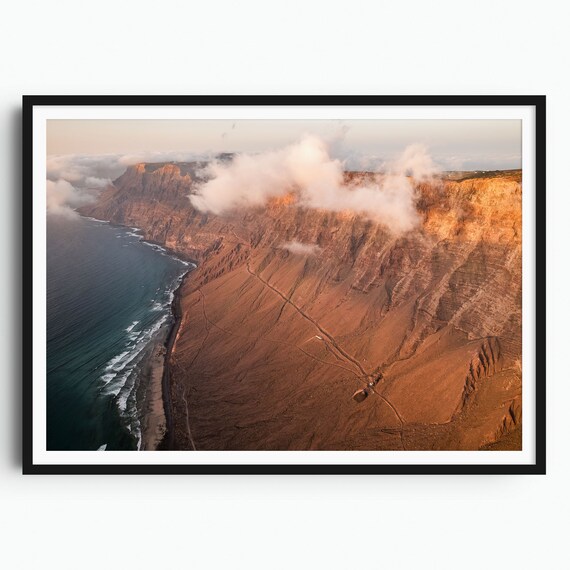 Canary Islands Lanzarote Print Travel Print Travel Poster Famara Mountains Spain Print Lanzarote Wall Art Mountain Wall Art Sunset