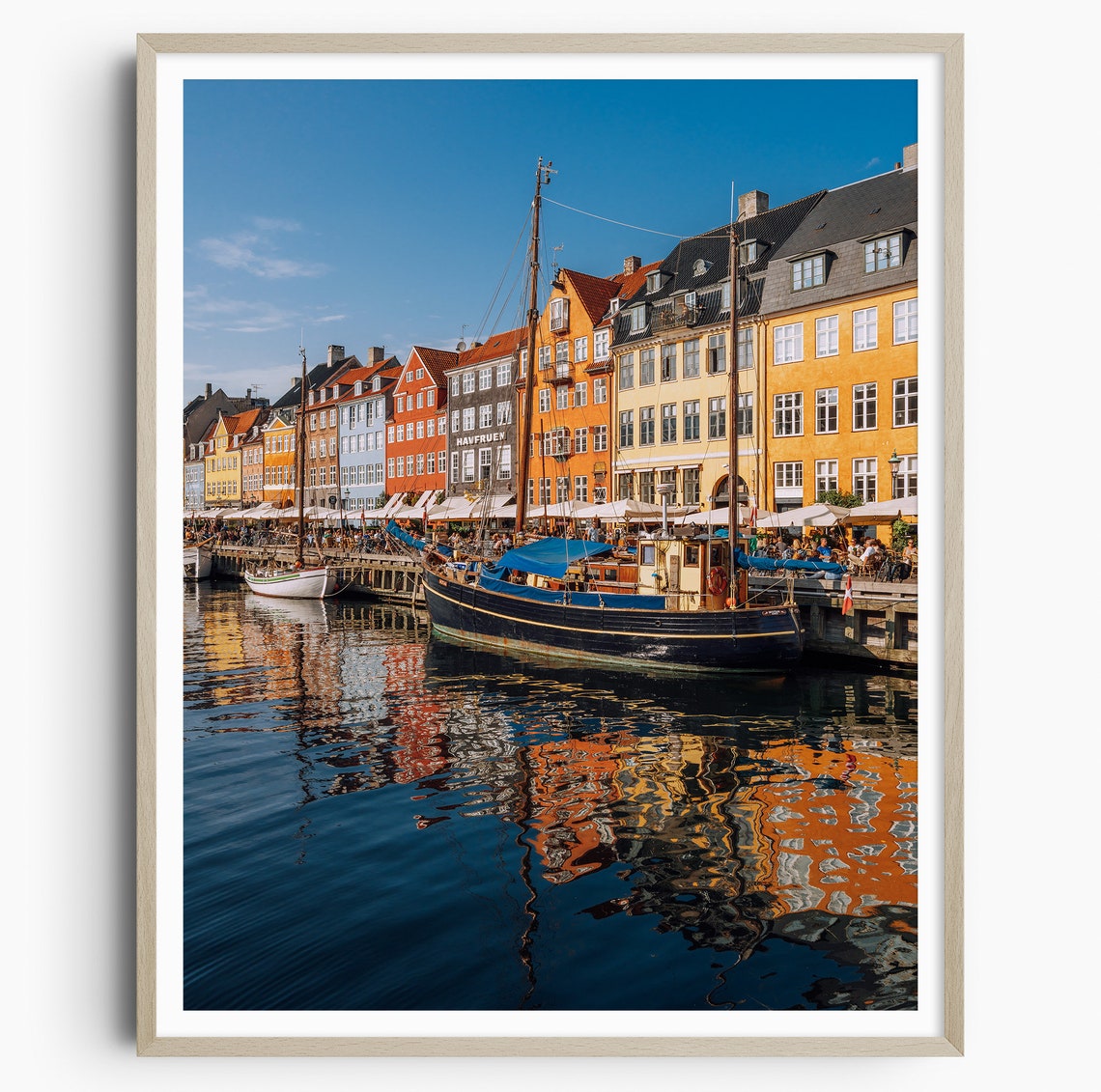 Nyhavn Canal Boats Reflections Copenhagen Denmark Travel Poster