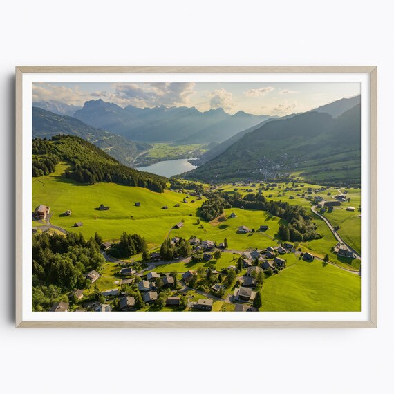 Switzerland Photo Print Mountain Wall Art Swiss Alps Poster Walensee Amden Travel Poster Travel Gift Housewarming Gift