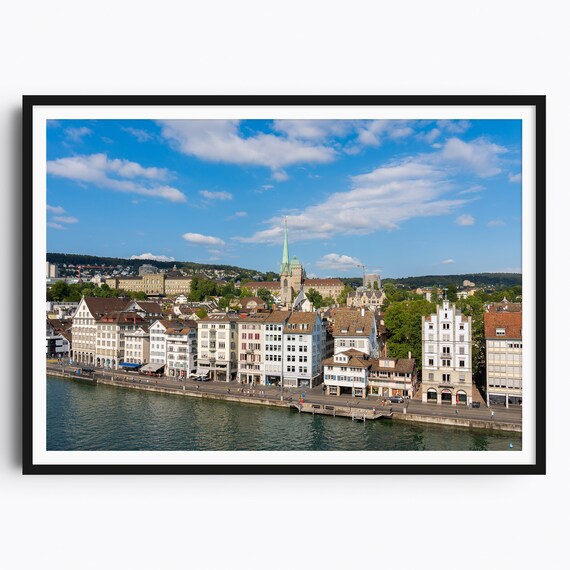 Zurich Old Town Waterfront Historic Buildings Along the River Poster