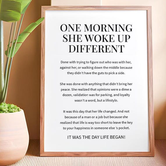 One Morning She Woke Up Different Wall Art Feminist Decor Woman Empowerment Print Strong Women Quote