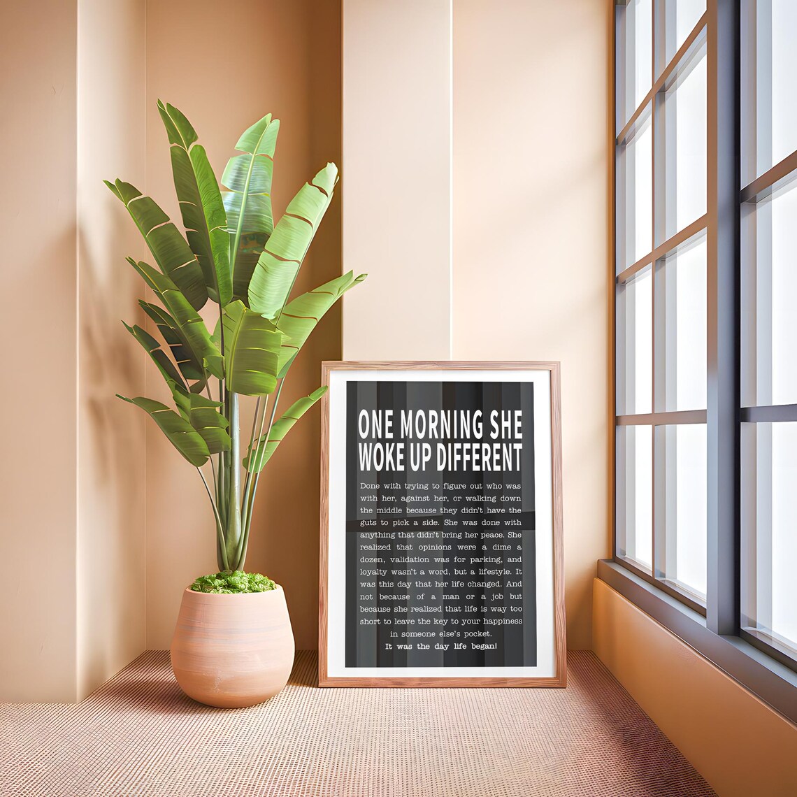 One Morning She Woke Up Different Bold Empowerment Quote Black Poster - Image 4