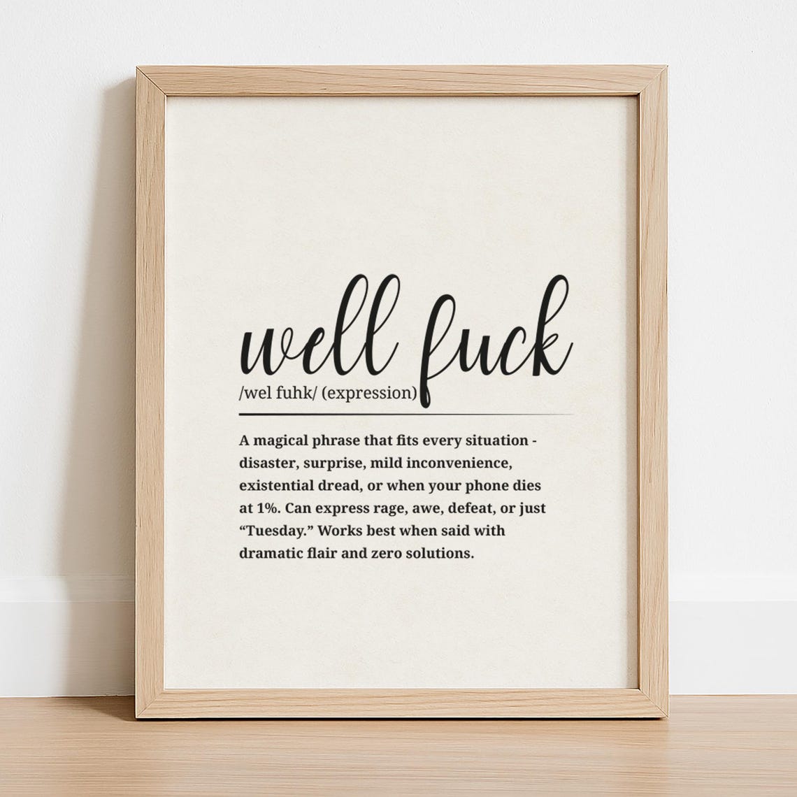 Well Fuck Definition Poster Funny Wall Art Expression Typography Decor - Image 3