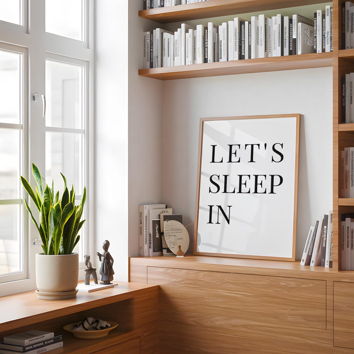 Let's Sleep In Bold Serif Typography Cozy Bedroom Quote Poster - Image 4