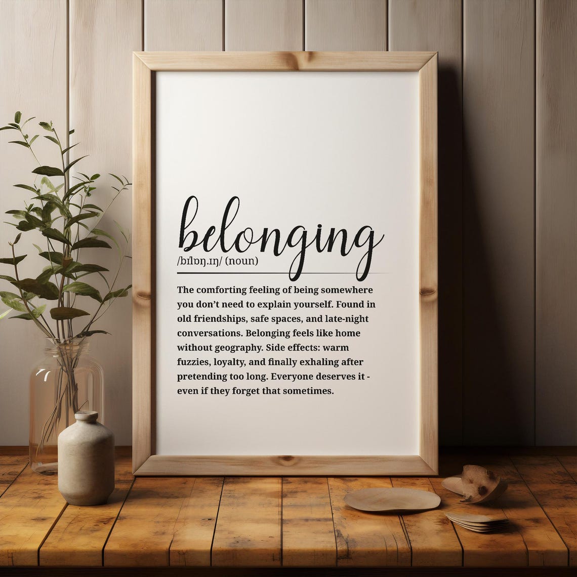 Belonging Definition Heartfelt Dictionary Poster Cozy Home Decor Gift - Image 2
