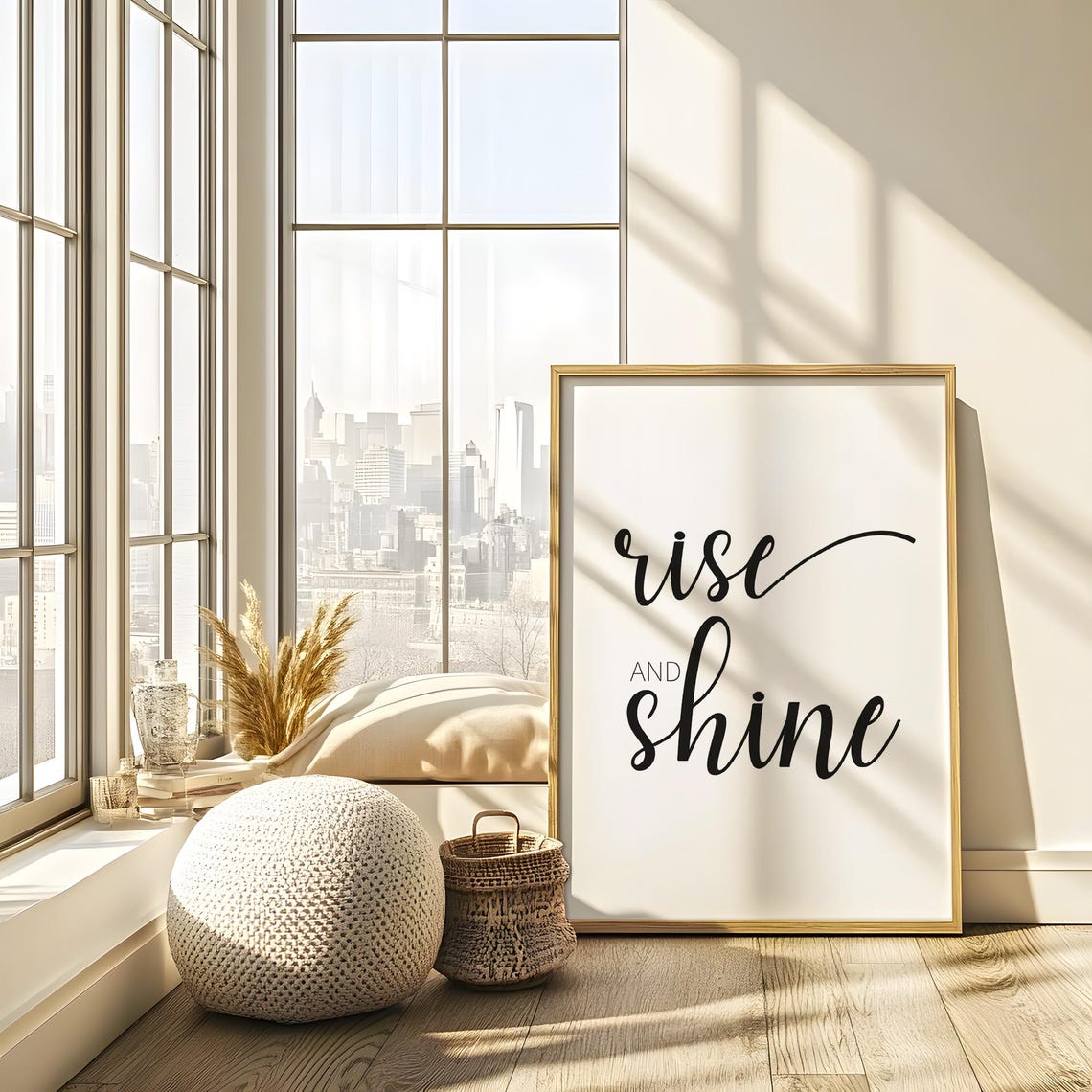 Rise And Shine Morning Script Typography Inspirational Bedroom Poster - Image 6