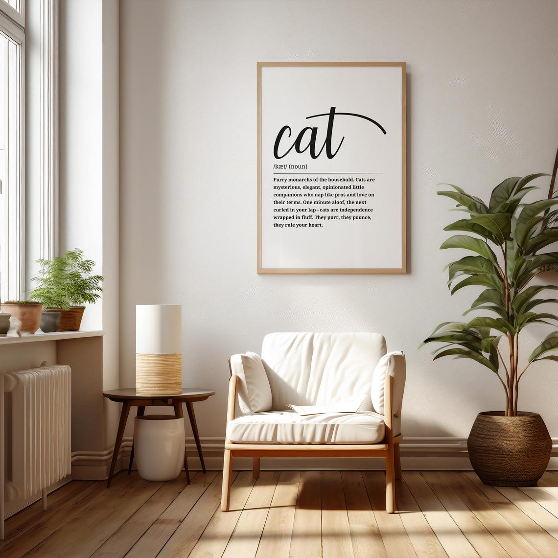 Cat Definition Poster Cute Black And White Wall Art For Lovers - Image 4